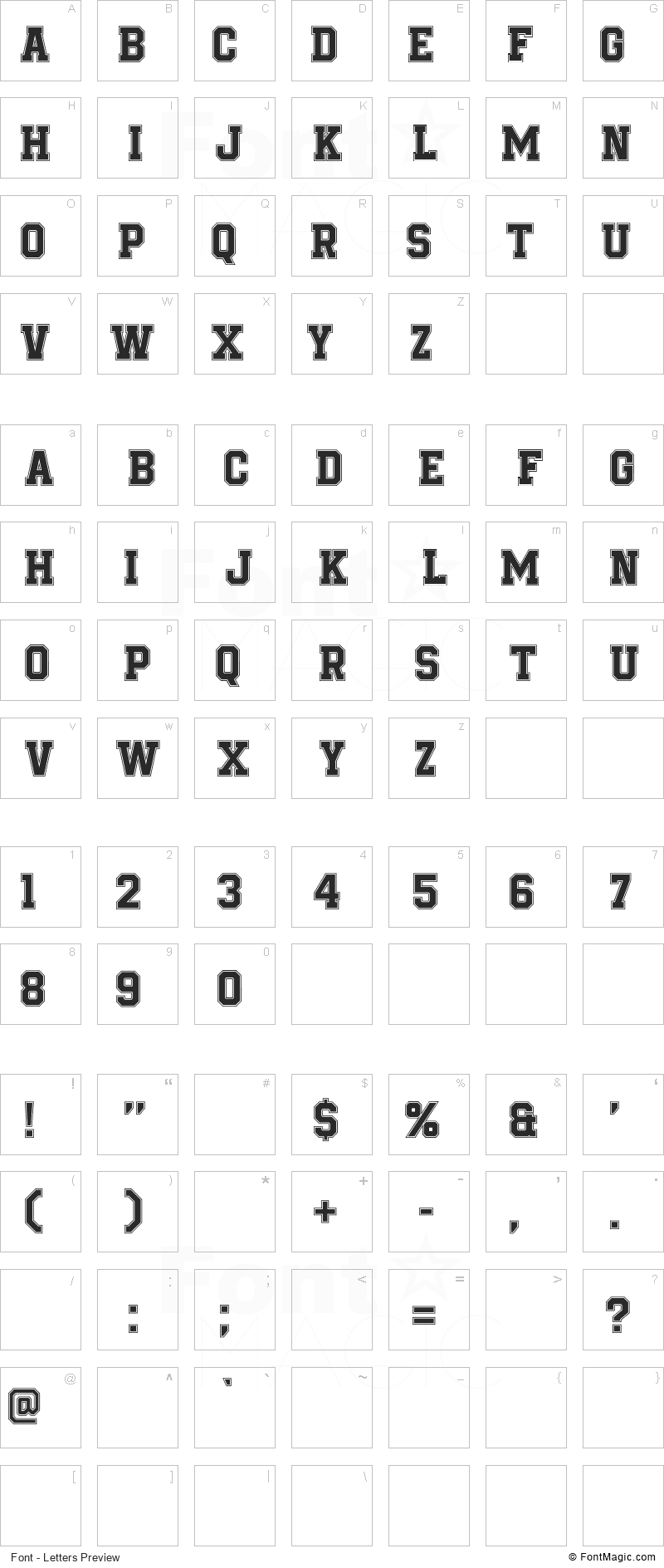 Be True To Your School Font - All Latters Preview Chart